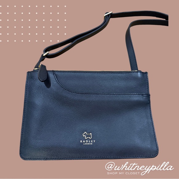 RADLEY LONDON Handbags - Radley London Crossbody Black Leather Pockets Zip top Bag great organization